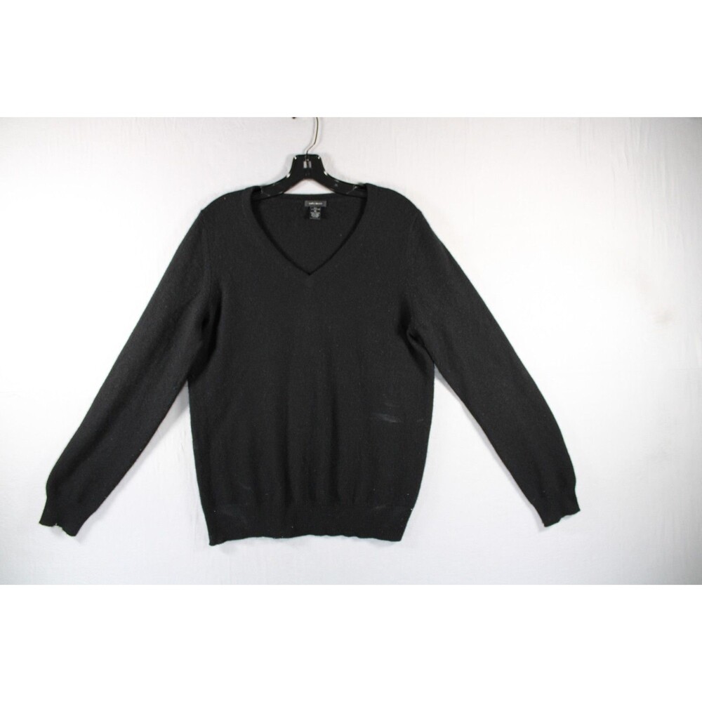 Only Mine Cashmere Sweater Womens XL Black 2 Ply 100% Cashmere V-Neck Pullover
